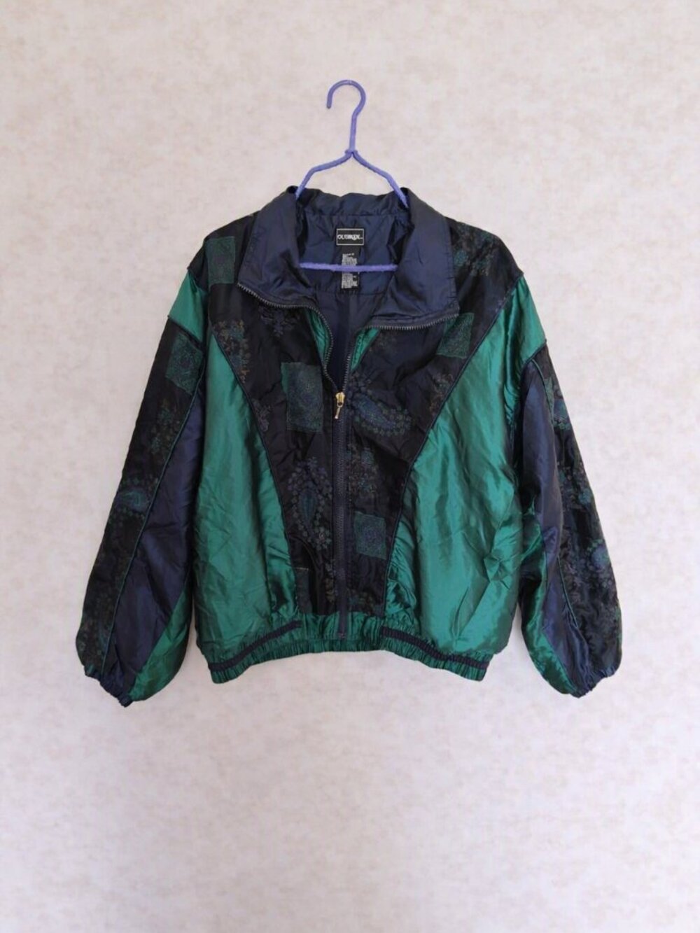 Vintage Outbrook Iridescent Paisley Windbreaker Bomber Jacket Medium 8/10
